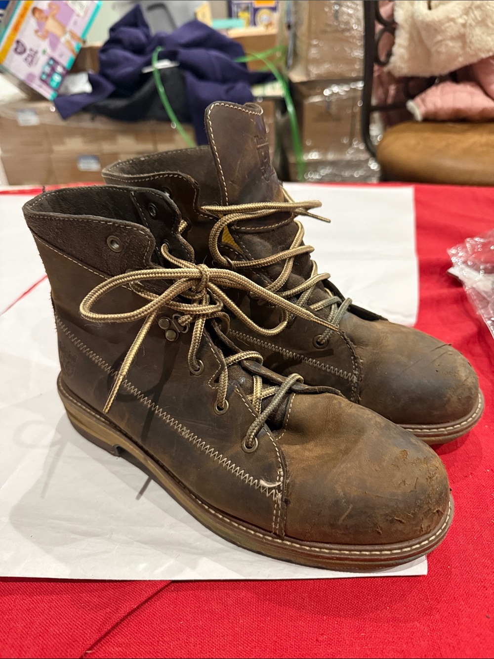 Timberland PRO Brown Leather Women's Combat Boots steel toe